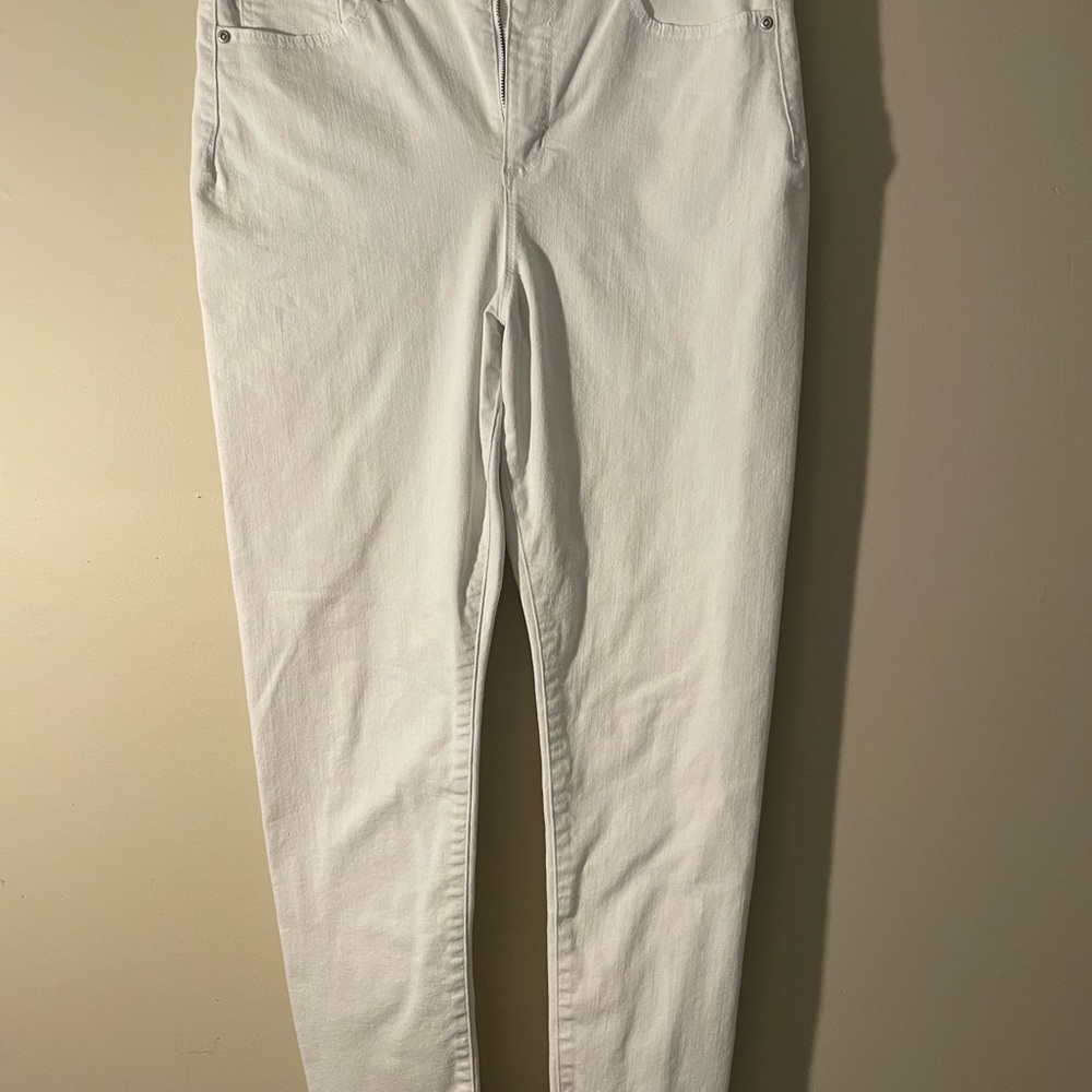 Sofia by Sofia Vergara Women's Cream Skinny Jeans Frayed Hem